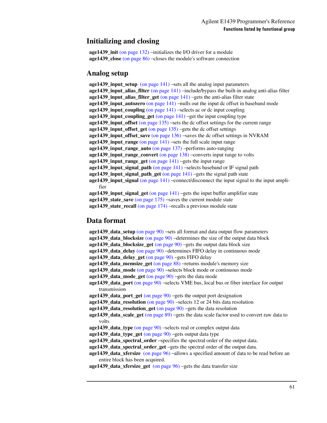 Agilent Technologies E1439 manual Initializing and closing 