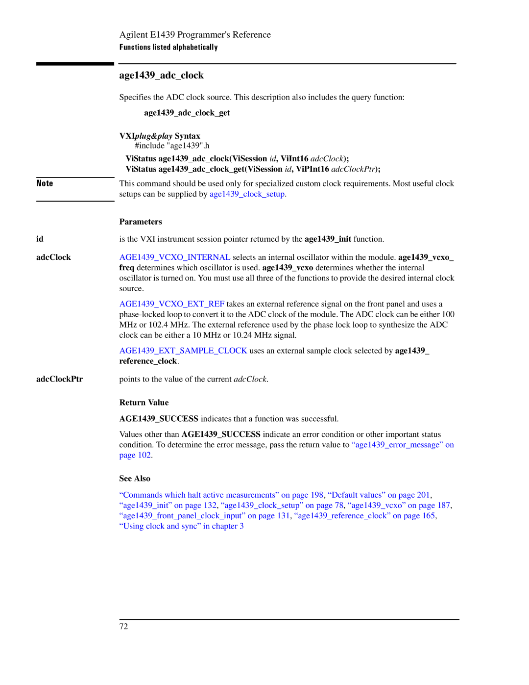 Agilent Technologies E1439 manual Age1439adcclock 