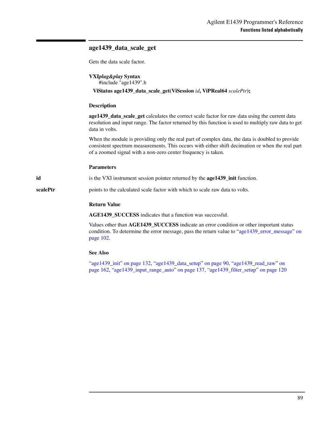 Agilent Technologies E1439 manual Age1439datascaleget 