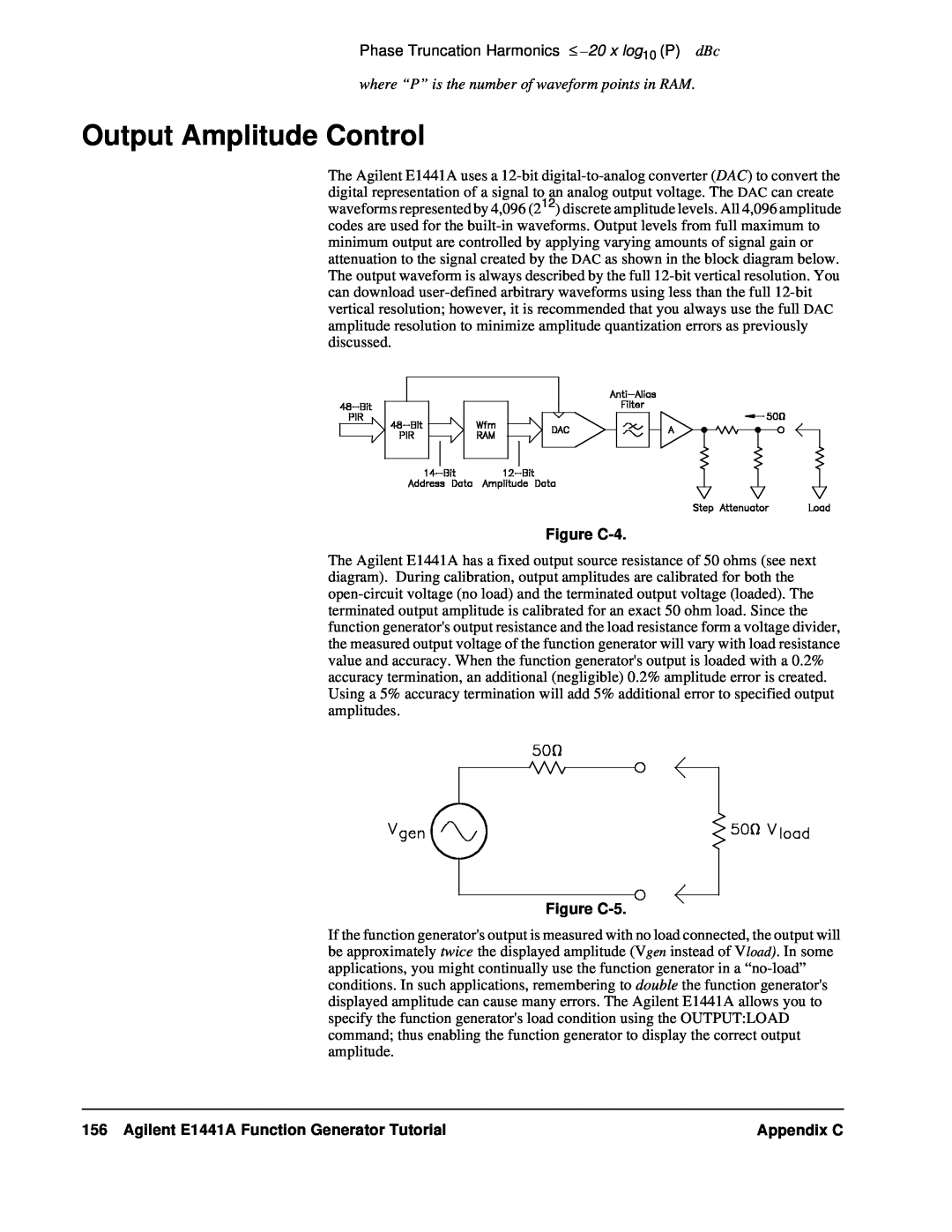 Agilent Technologies Output Amplitude Control, Figure C-4, Figure C-5, Agilent E1441A Function Generator Tutorial 