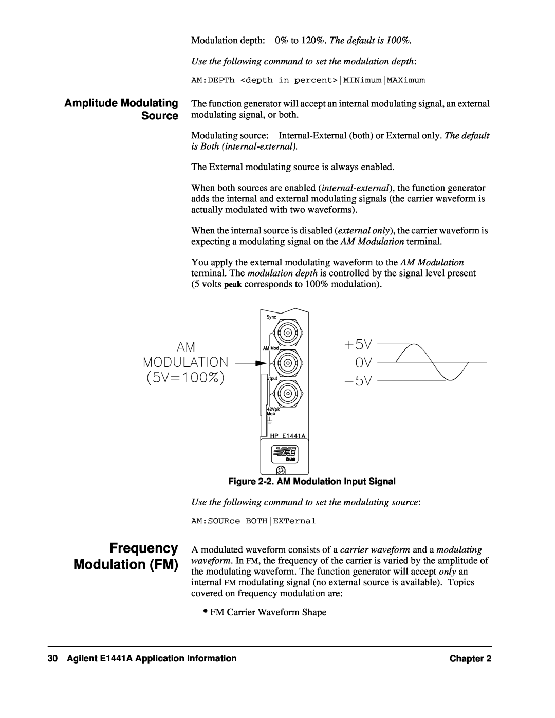Agilent Technologies E1441A user service Frequency Modulation FM, Amplitude Modulating Source 
