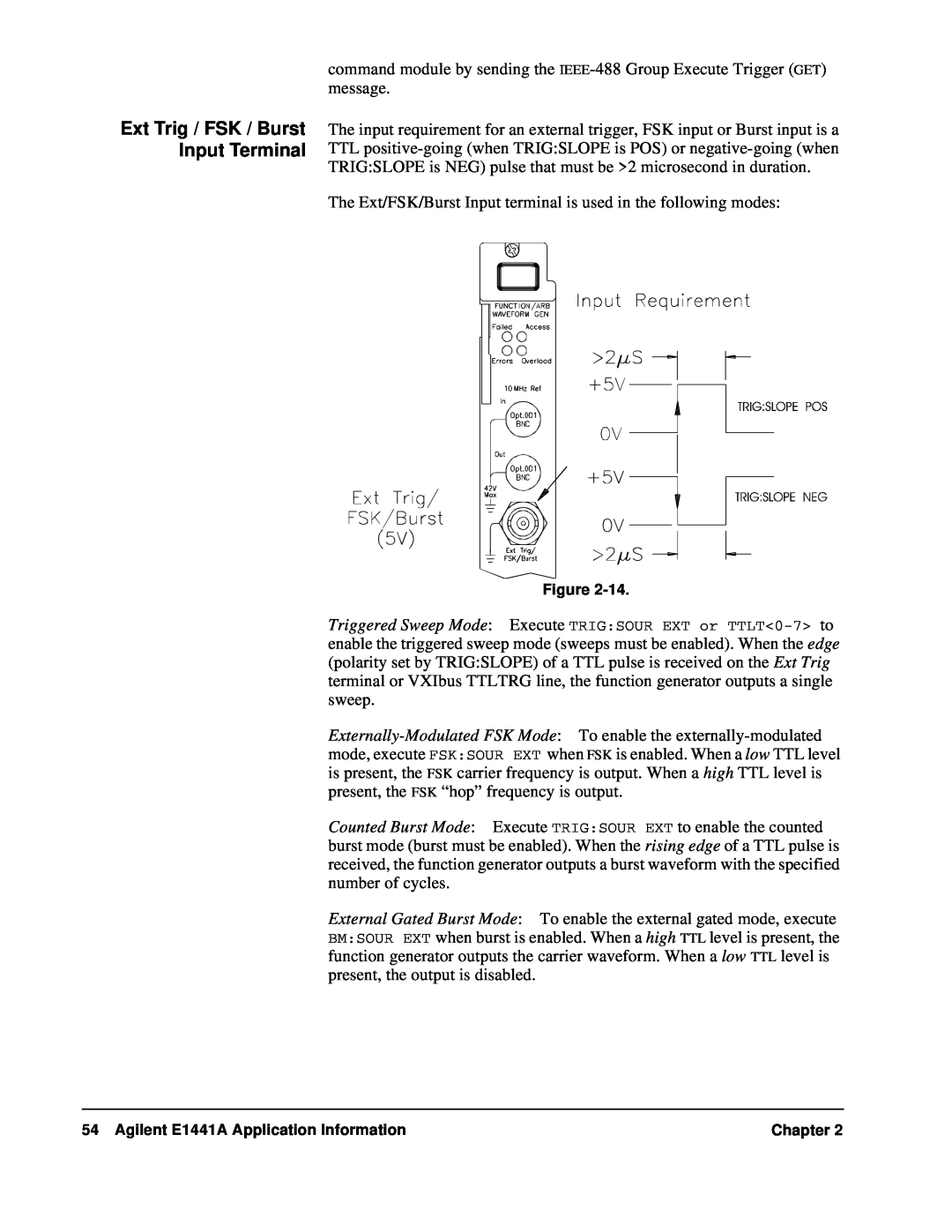 Agilent Technologies Ext Trig / FSK / Burst Input Terminal, Figure, Agilent E1441A Application Information, Chapter 