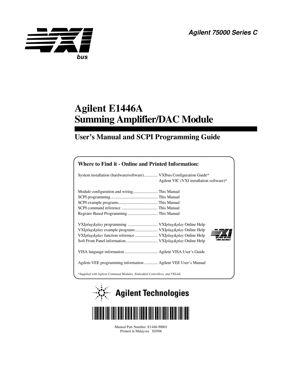 Agilent Technologies E1446A user manual E1446-90001 