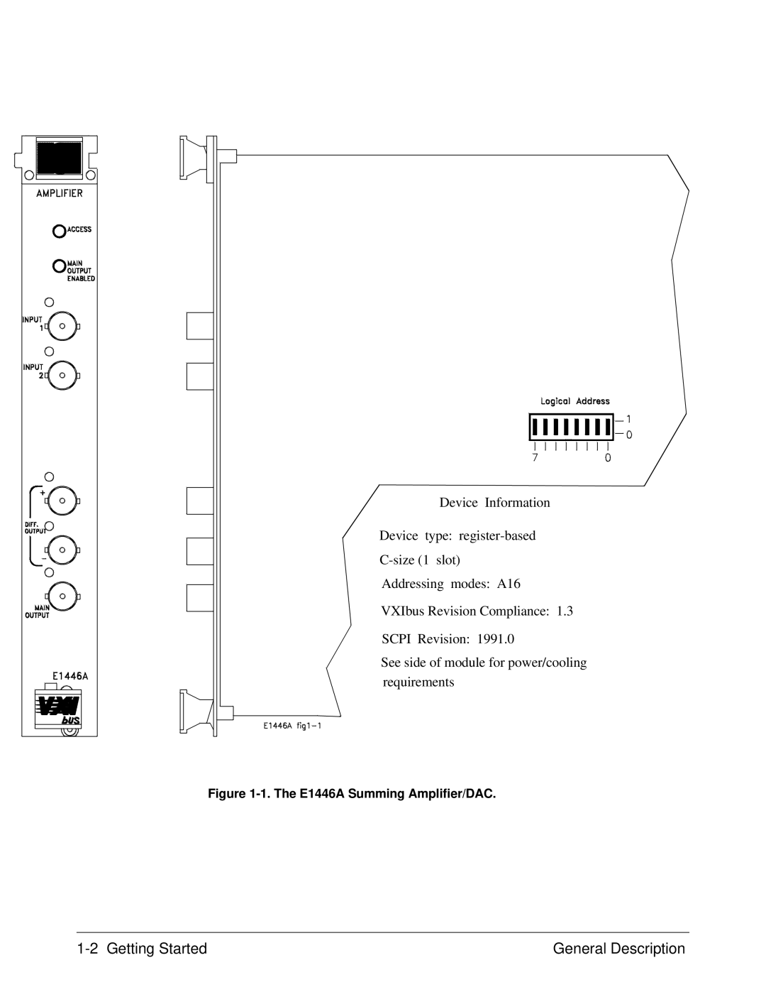 Agilent Technologies user manual Getting Started General Description, E1446A Summing Amplifier/DAC 