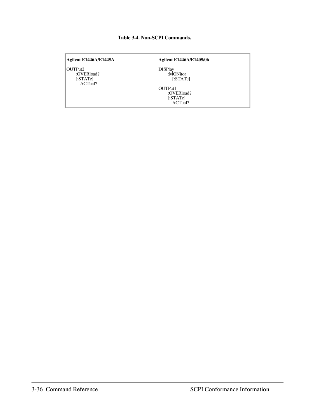 Agilent Technologies E1446A user manual Command Reference Scpi Conformance Information, Non-SCPI Commands 