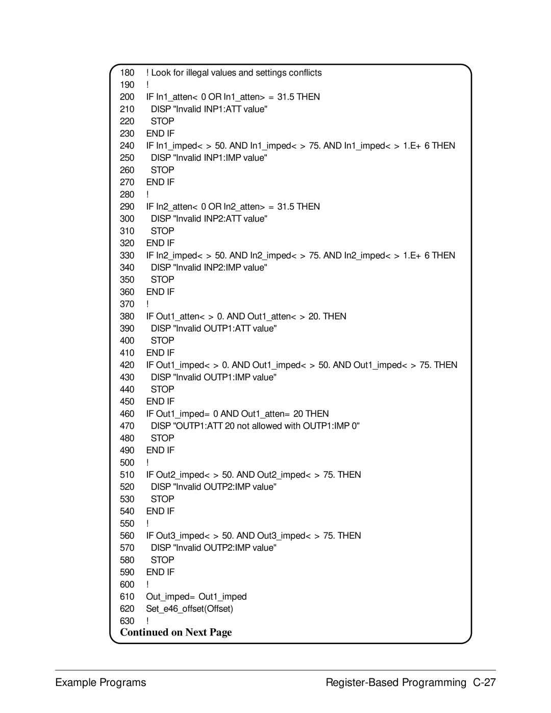 Agilent Technologies E1446A user manual Example Programs Register-Based Programming C-27 