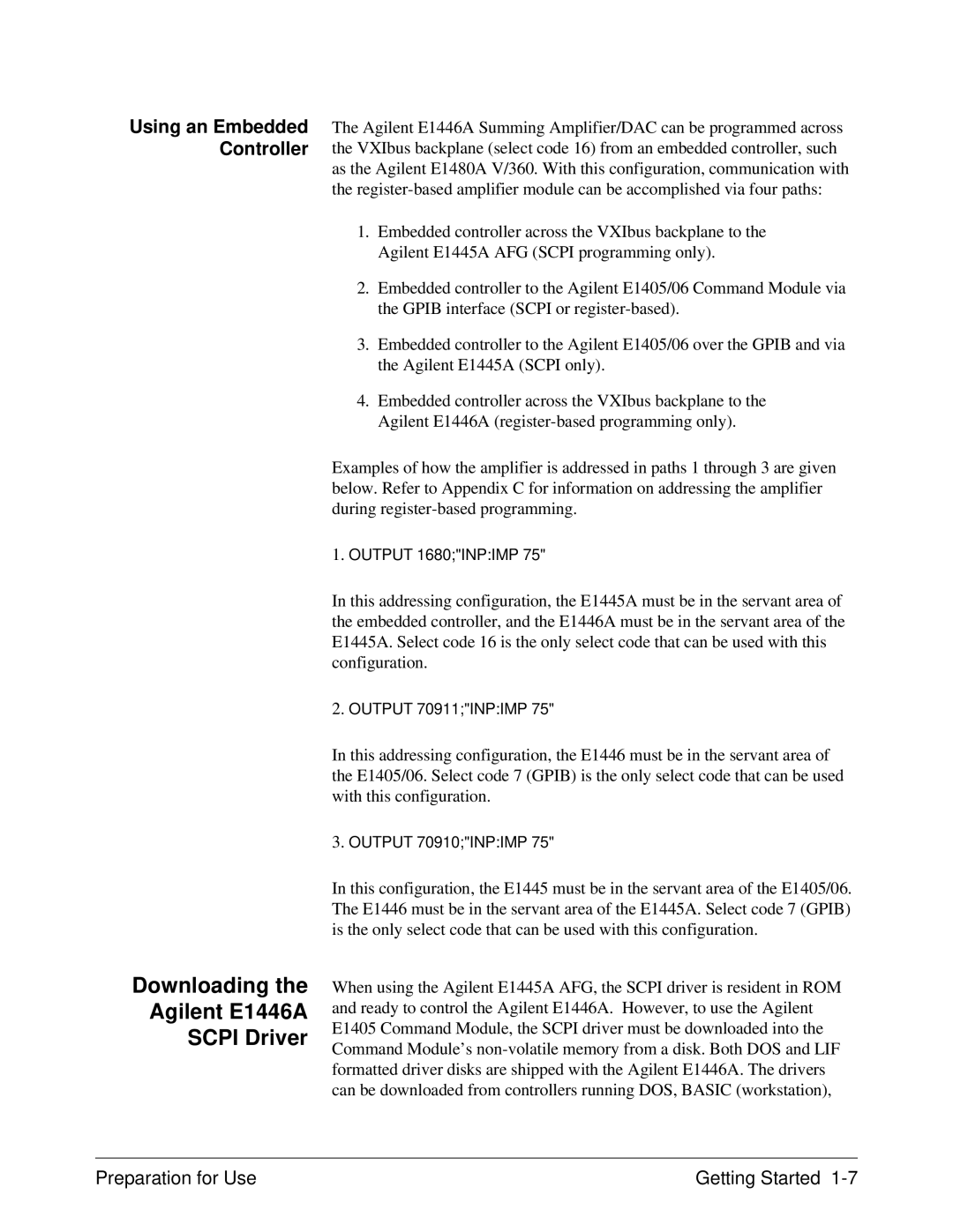 Agilent Technologies user manual Downloading Agilent E1446A Scpi Driver, Using an Embedded Controller 