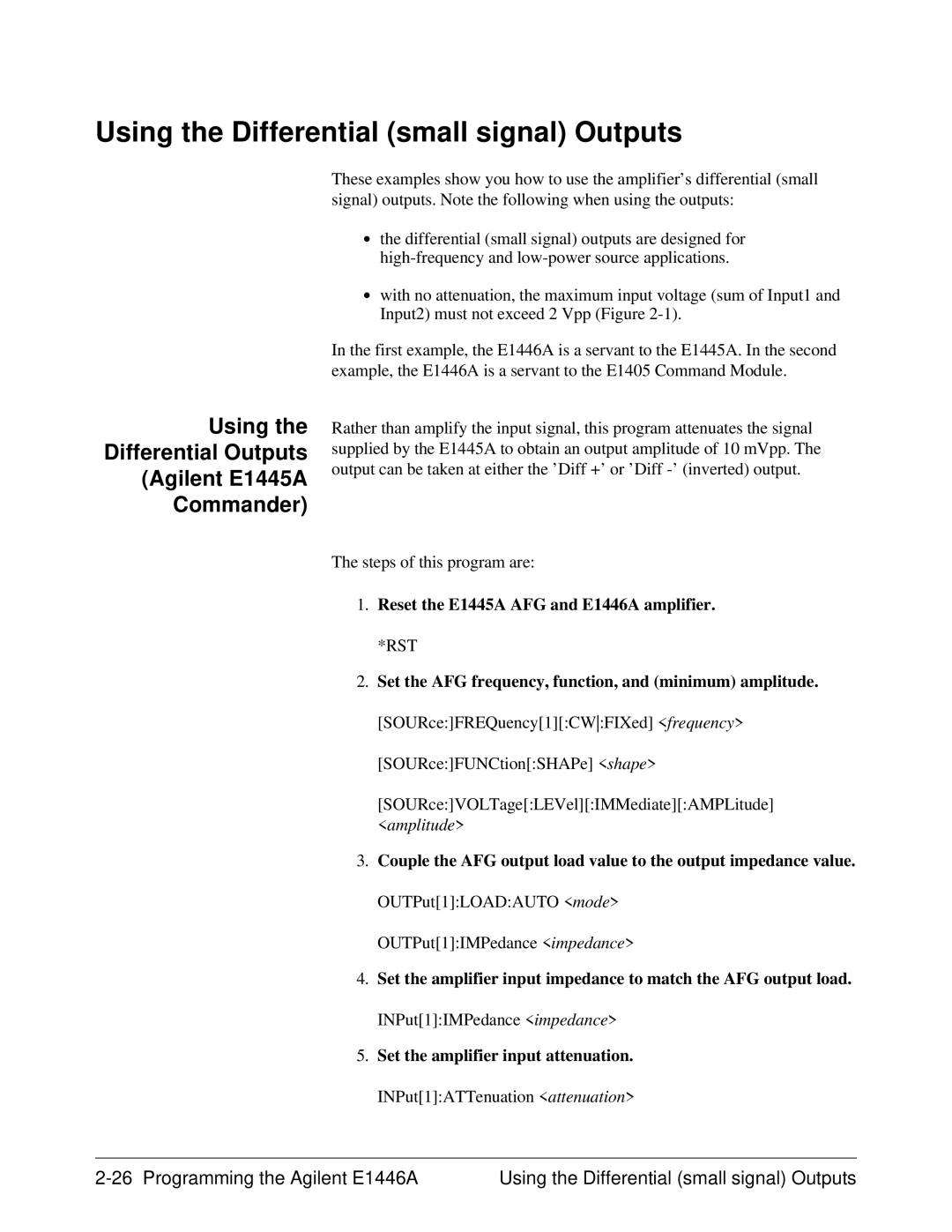 Agilent Technologies E1446A user manual Using the Differential small signal Outputs 