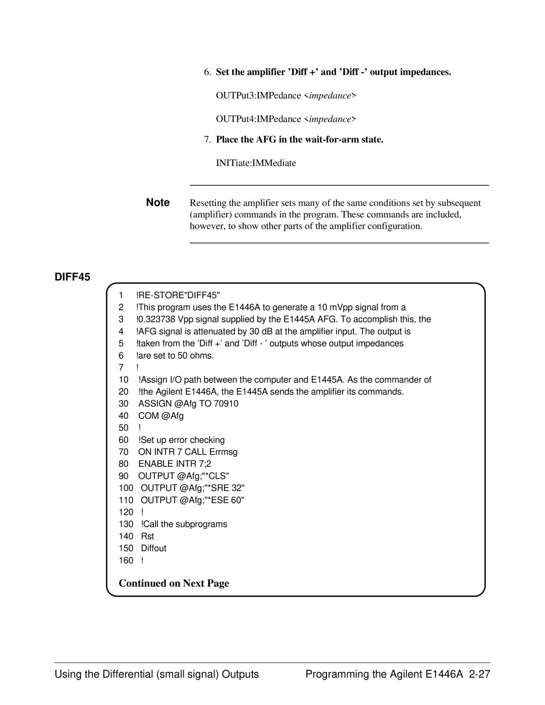 Agilent Technologies E1446A user manual RE-STOREDIFF45 