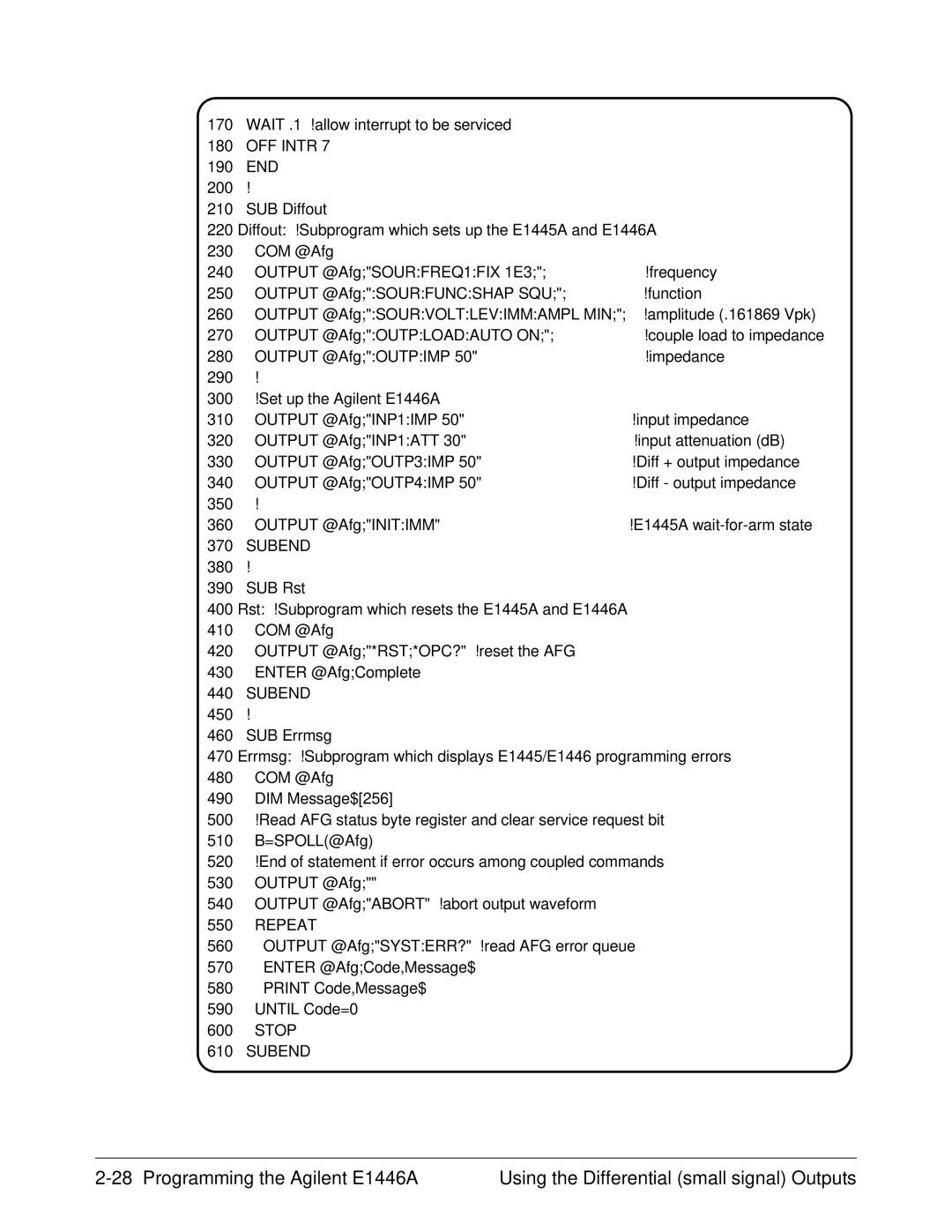 Agilent Technologies E1446A user manual Subend 