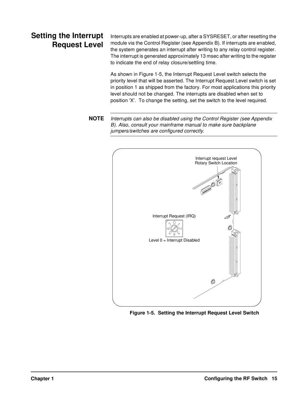 Agilent Technologies E1470A user manual Setting the Interrupt Request Level 