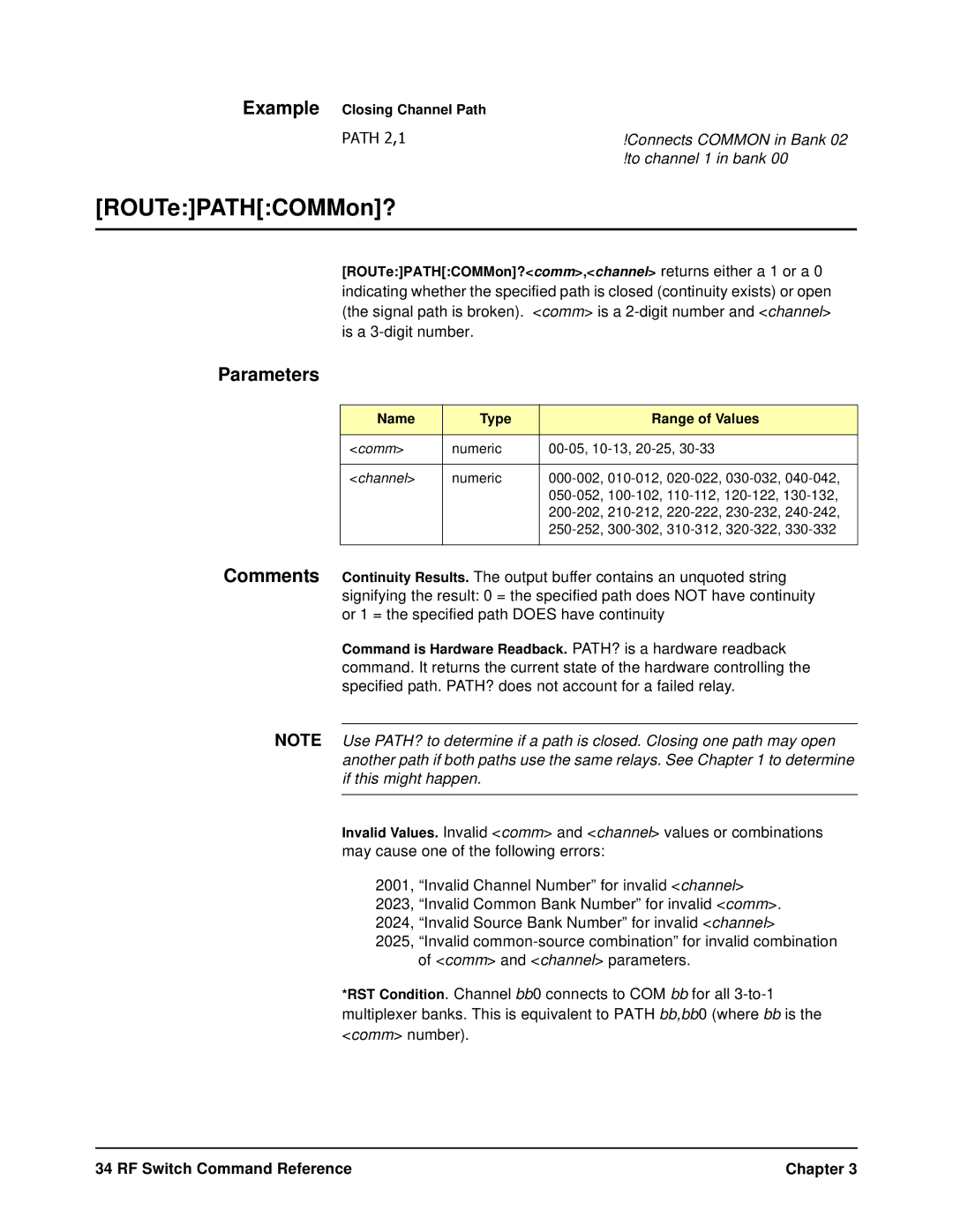 Agilent Technologies E1470A user manual Example Closing Channel Path 