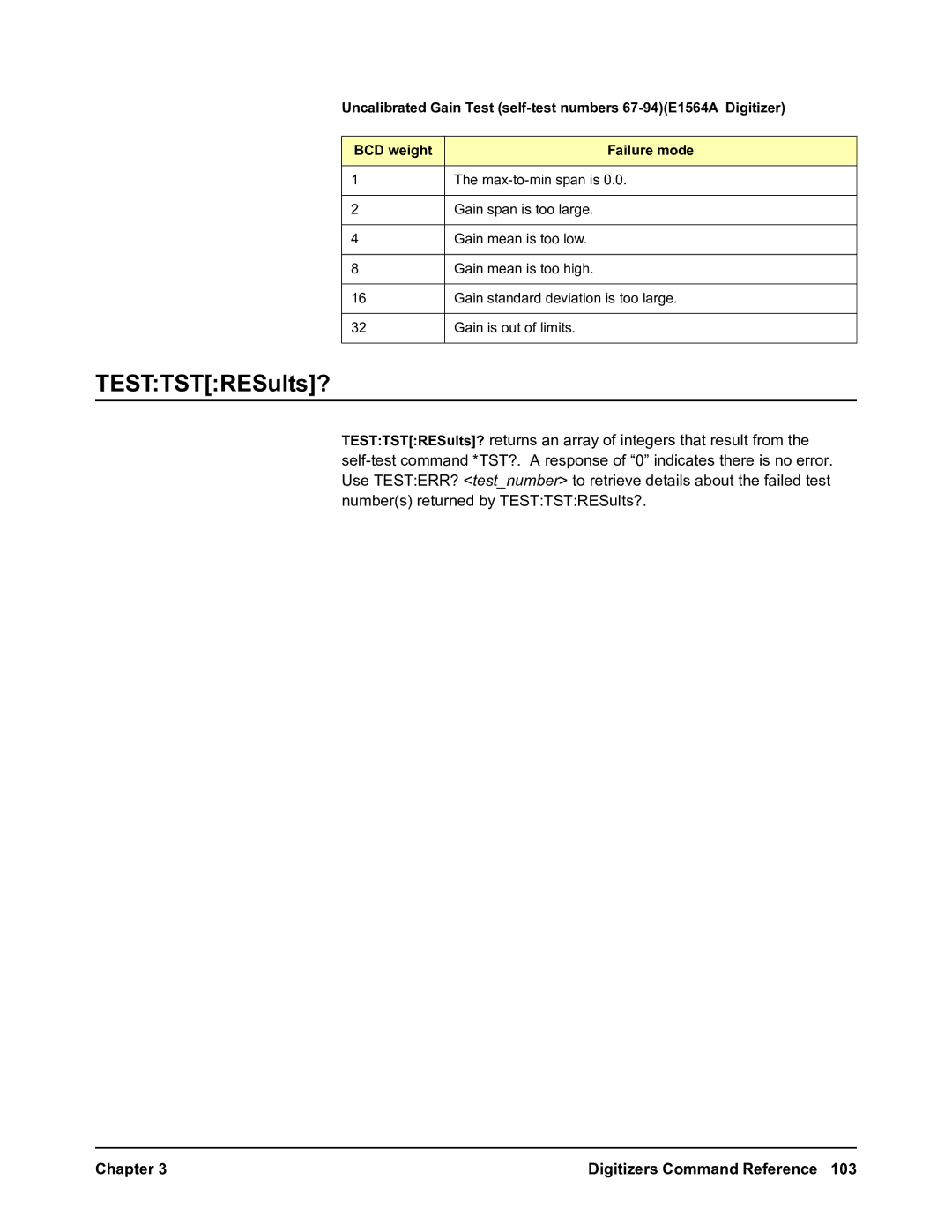 Agilent Technologies E1563A, E1564A user manual TESTTSTRESults? 