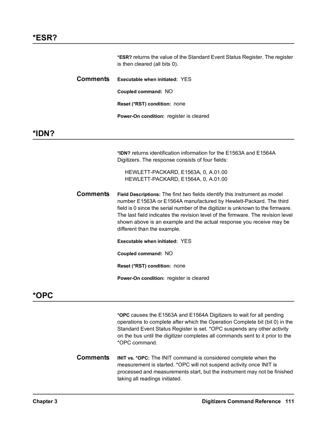 Agilent Technologies E1563A, E1564A user manual Esr? 