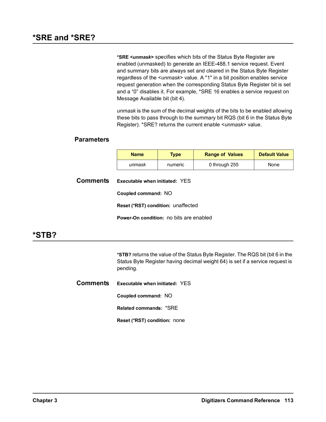 Agilent Technologies E1563A, E1564A user manual SRE and *SRE?, Stb? 