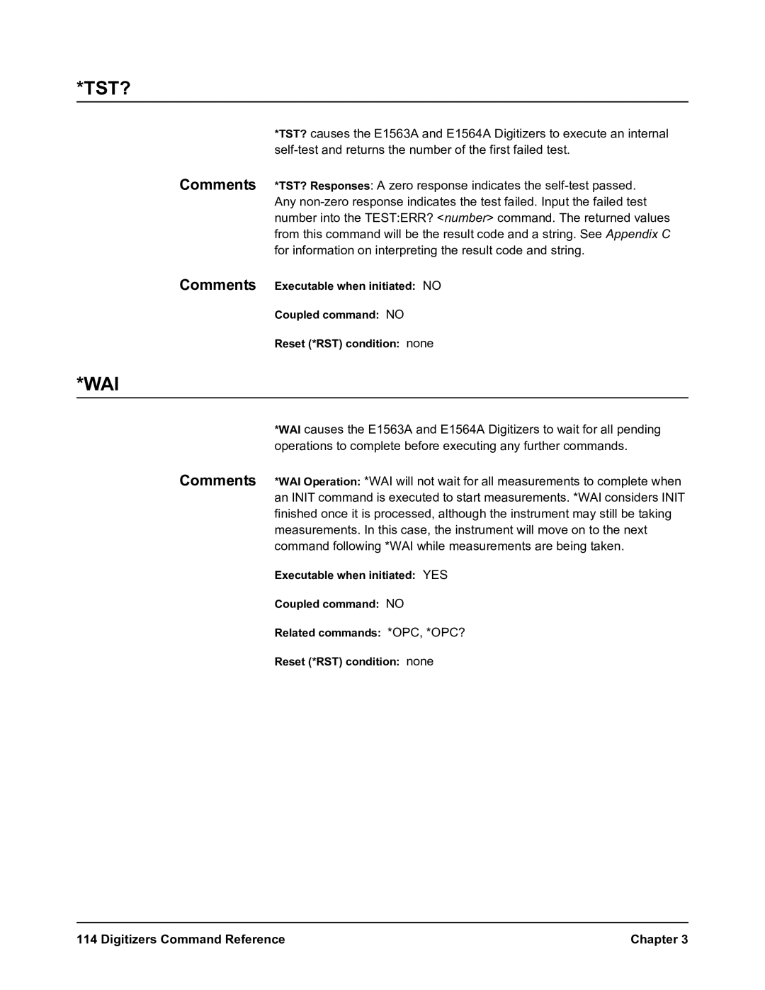 Agilent Technologies E1564A, E1563A user manual Tst? 