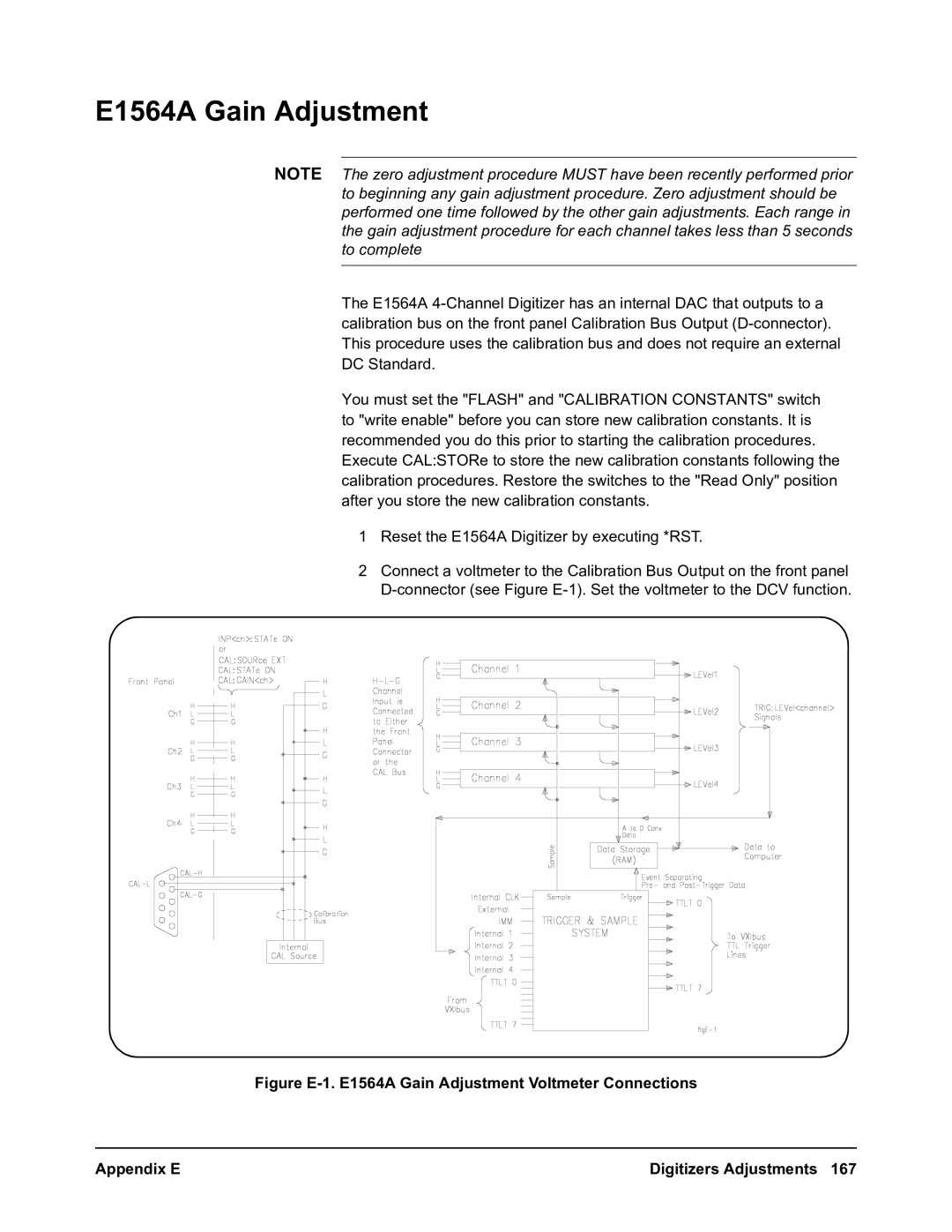 Agilent Technologies E1563A user manual E1564A Gain Adjustment 