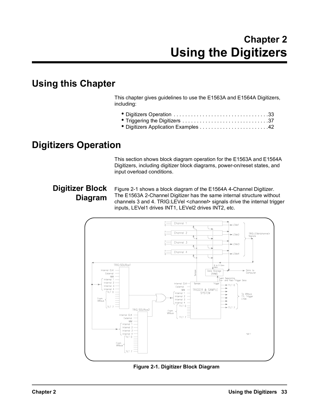 Agilent Technologies E1563A, E1564A user manual Digitizers Operation, Digitizer Block Diagram 