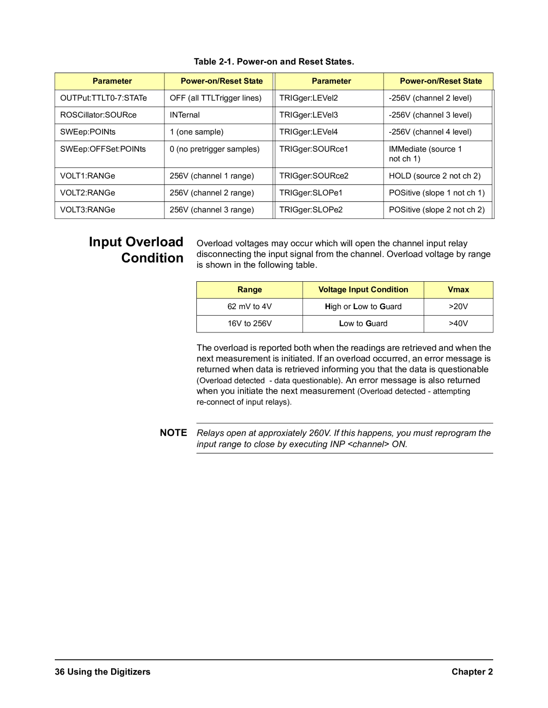 Agilent Technologies E1564A, E1563A user manual Input Overload Condition, Using the Digitizers Chapter 