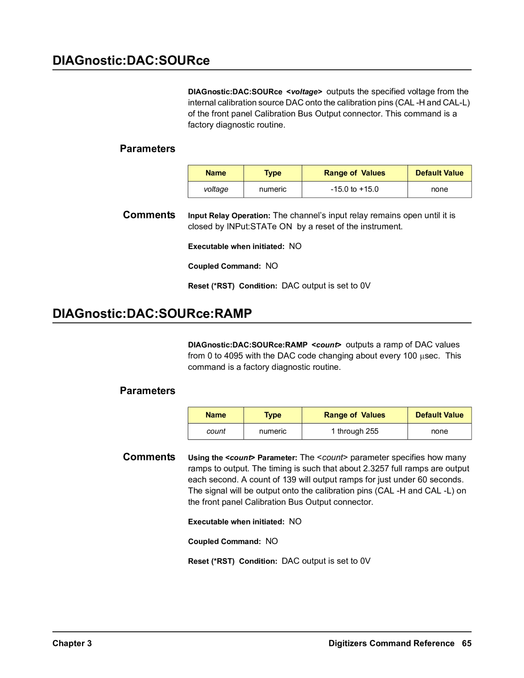 Agilent Technologies E1563A, E1564A user manual DIAGnosticDACSOURceRAMP, 15.0 to +15.0 