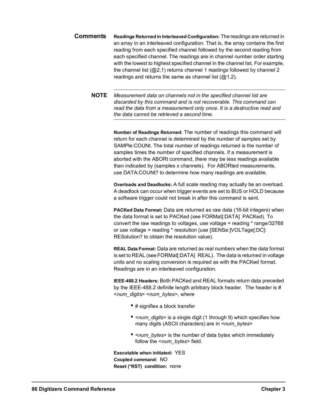 Agilent Technologies E1564A, E1563A user manual Digitizers Command Reference Chapter 