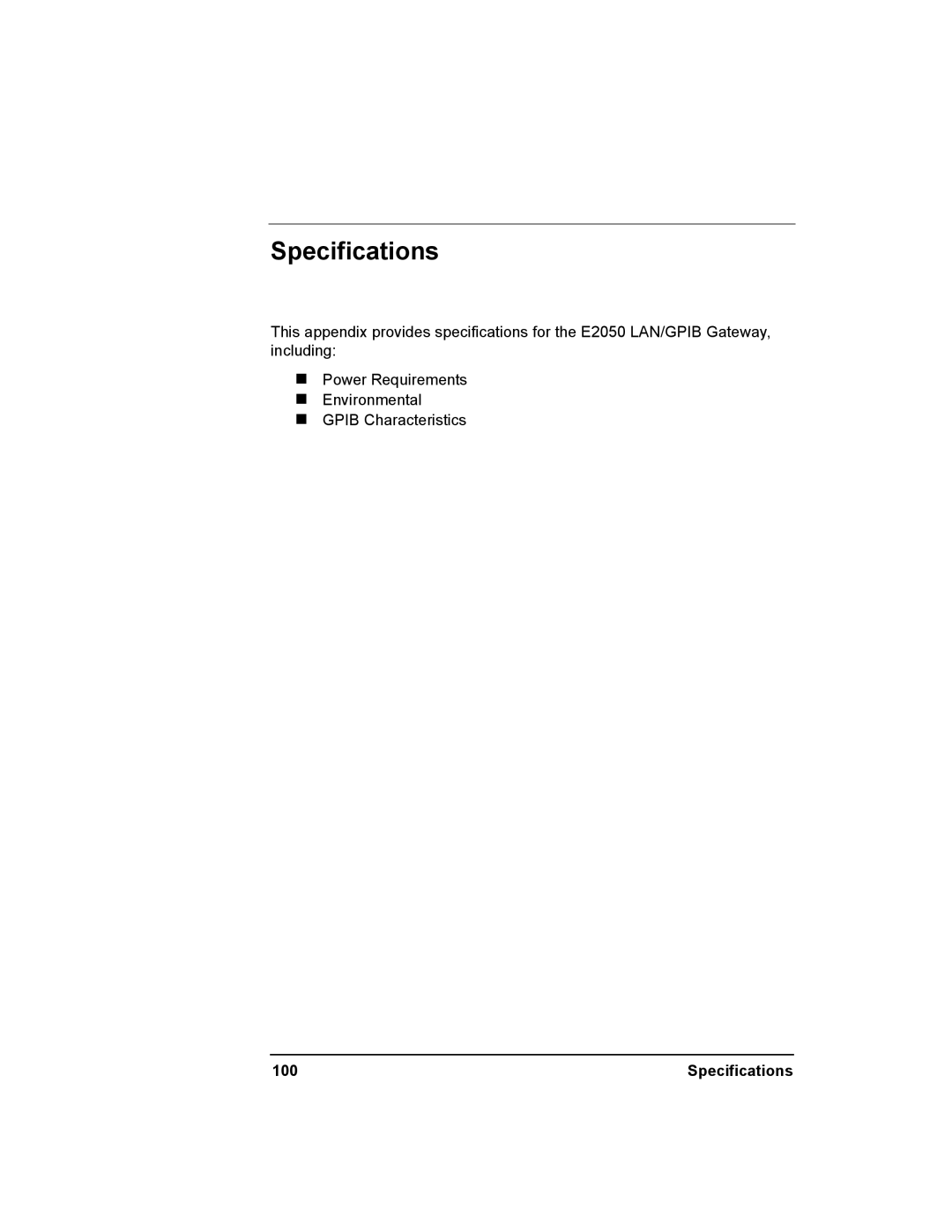 Agilent Technologies E2050-90003 manual Specifications 