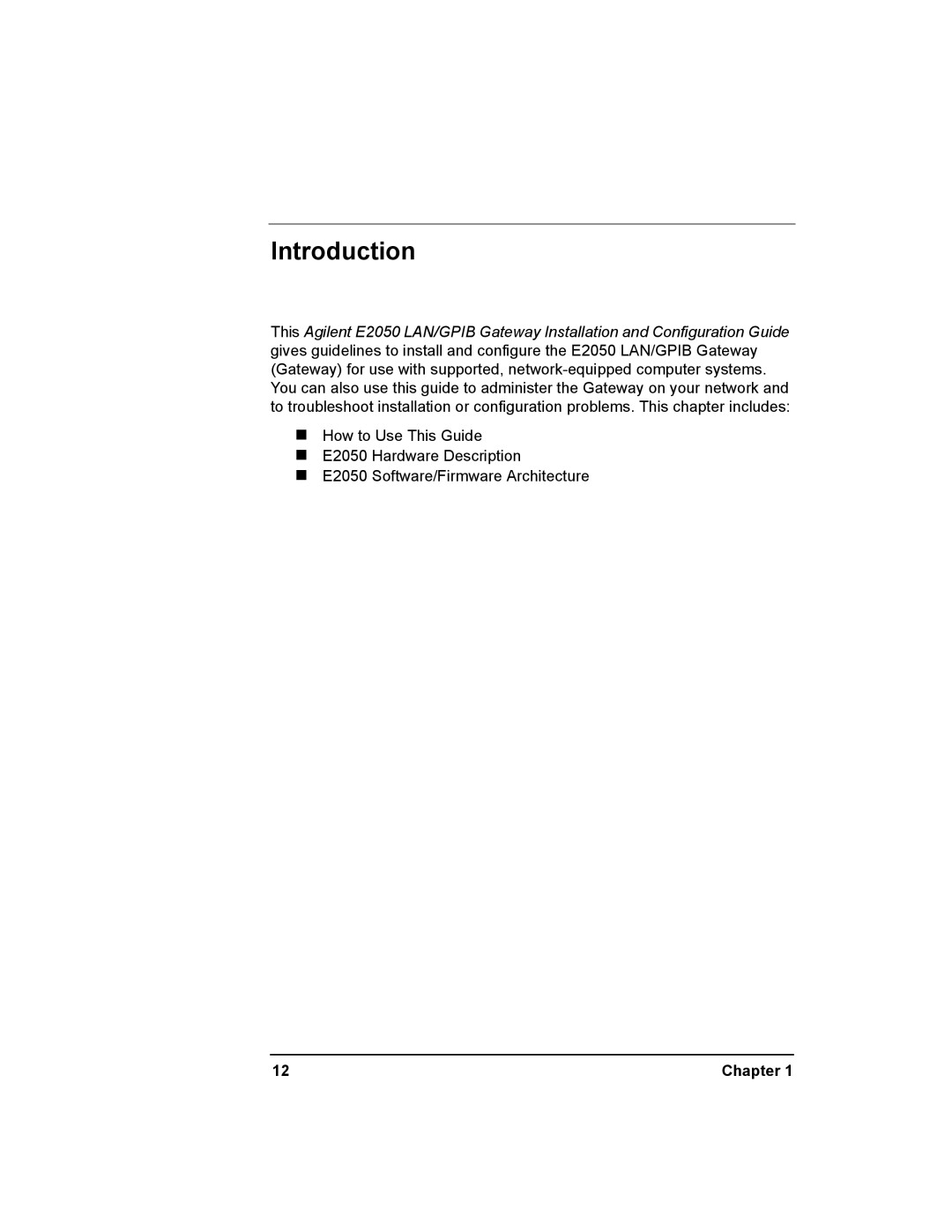 Agilent Technologies E2050-90003 manual Introduction, Chapter 