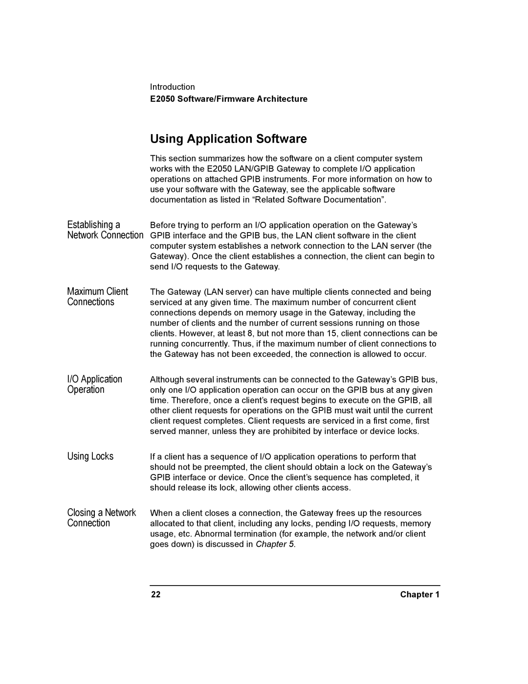 Agilent Technologies E2050-90003 manual Using Application Software, Establishing a Network Connection 