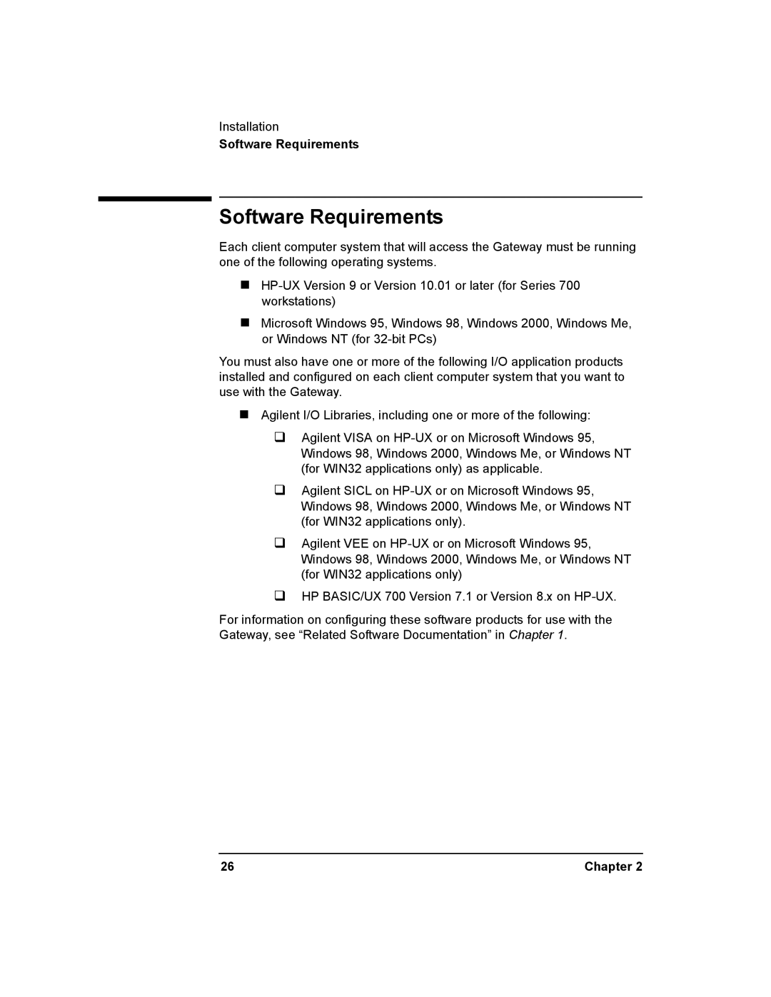 Agilent Technologies E2050-90003 manual Software Requirements 