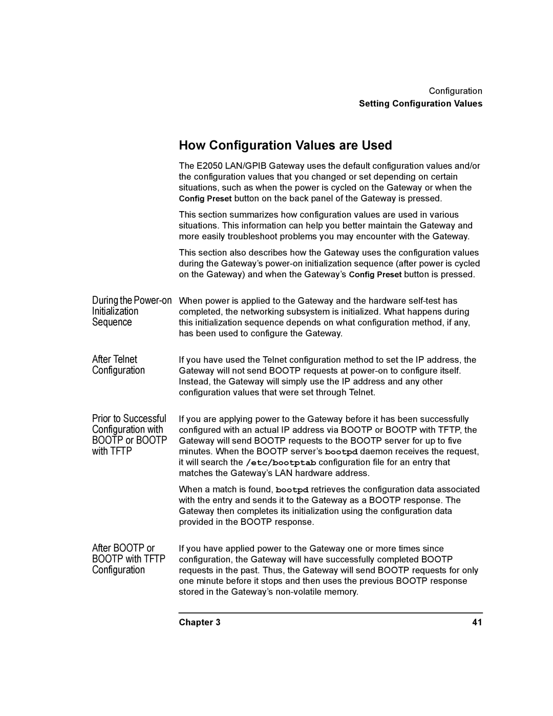 Agilent Technologies E2050-90003 manual How Configuration Values are Used 