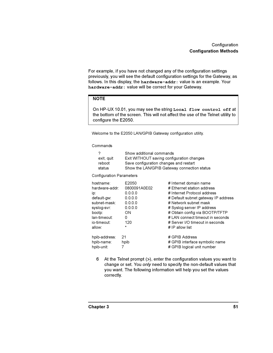 Agilent Technologies E2050-90003 manual # Default subnet gateway IP address 