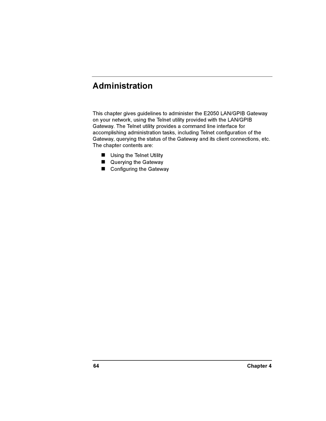 Agilent Technologies E2050-90003 manual Administration 