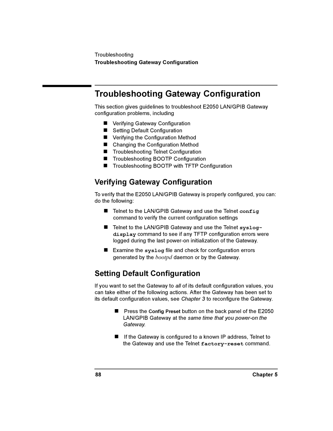 Agilent Technologies E2050-90003 manual Troubleshooting Gateway Configuration, Verifying Gateway Configuration 