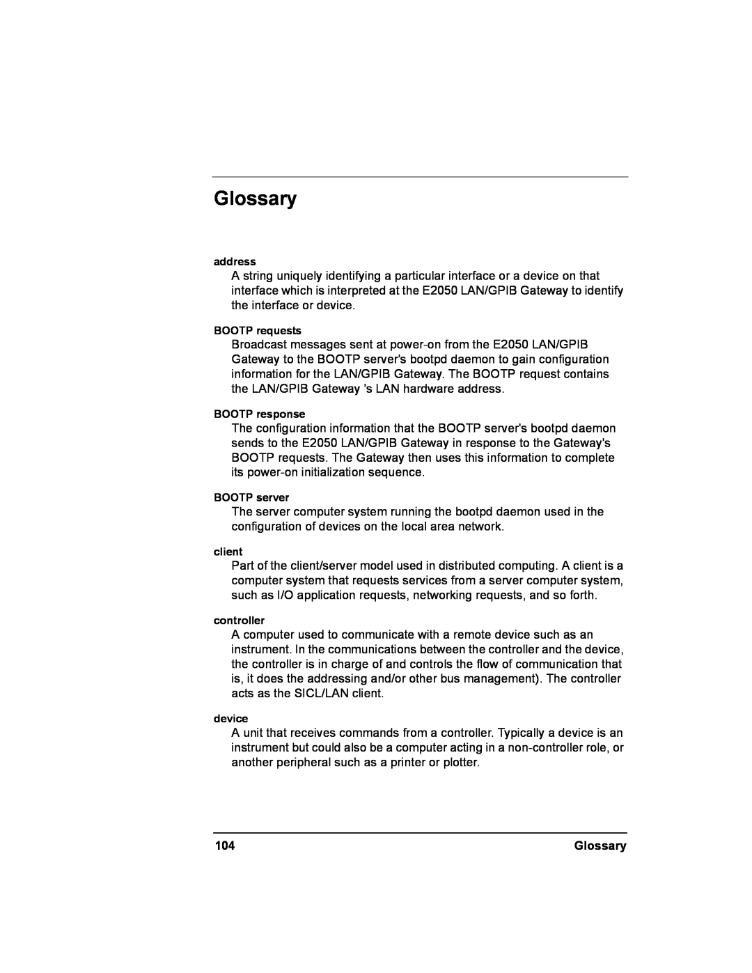 Agilent Technologies E2050-90003 manual Glossary 