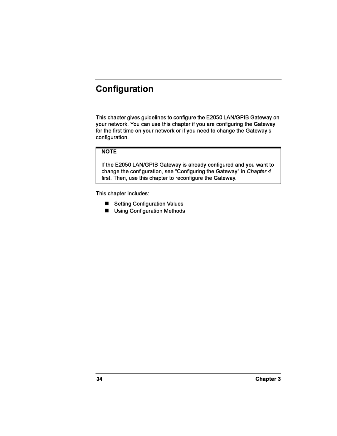 Agilent Technologies E2050-90003 manual Configuration, Chapter 