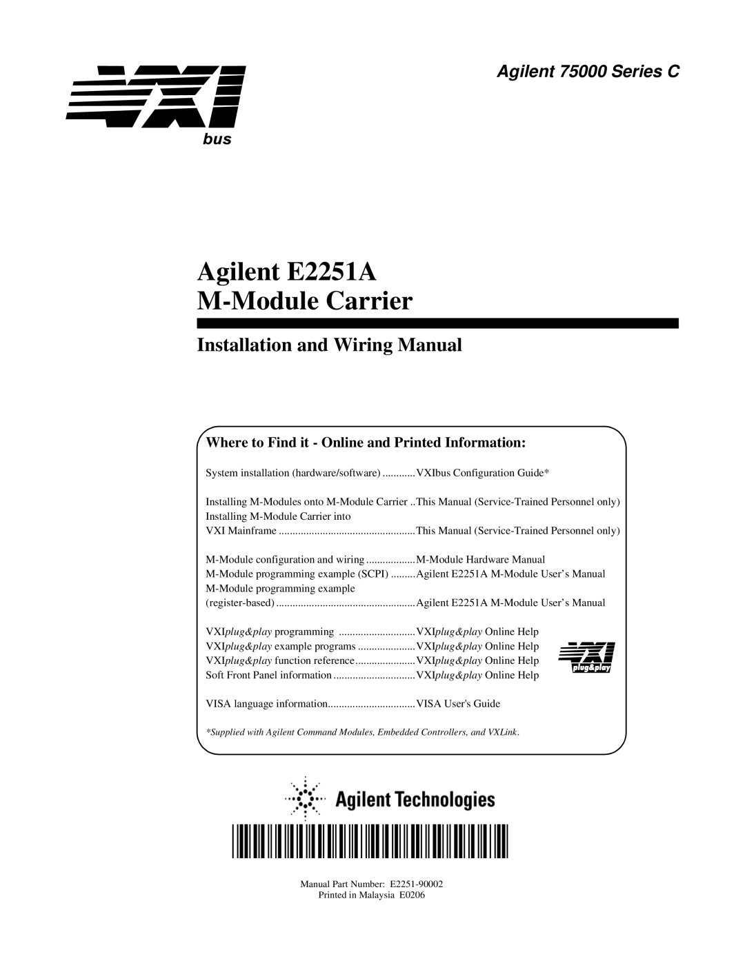 Agilent Technologies E2251A user manual E2251-90002 