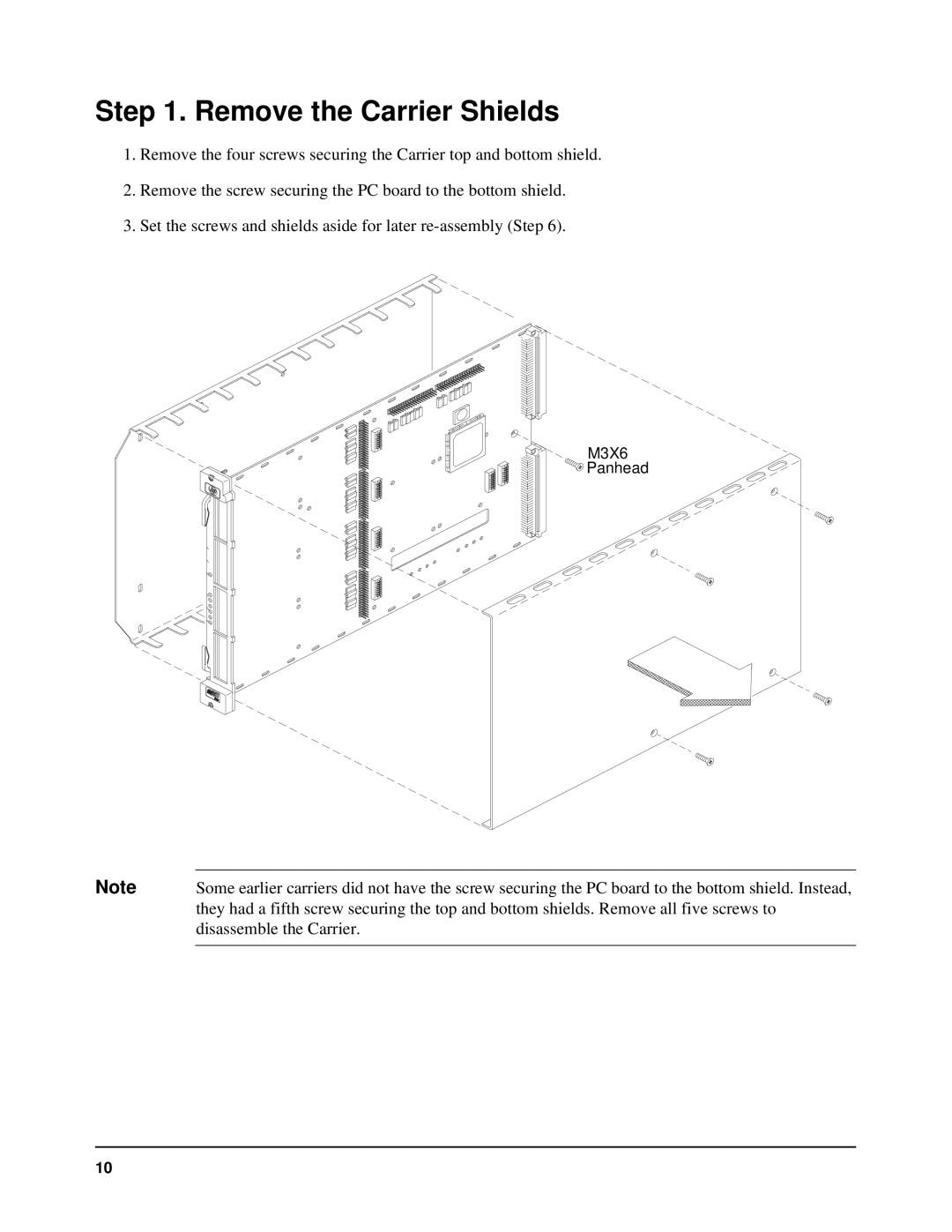 Agilent Technologies E2251A user manual Remove the Carrier Shields 