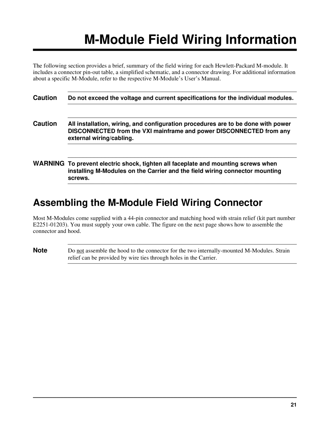 Agilent Technologies E2251A user manual Module Field Wiring Information, Assembling the M-Module Field Wiring Connector 