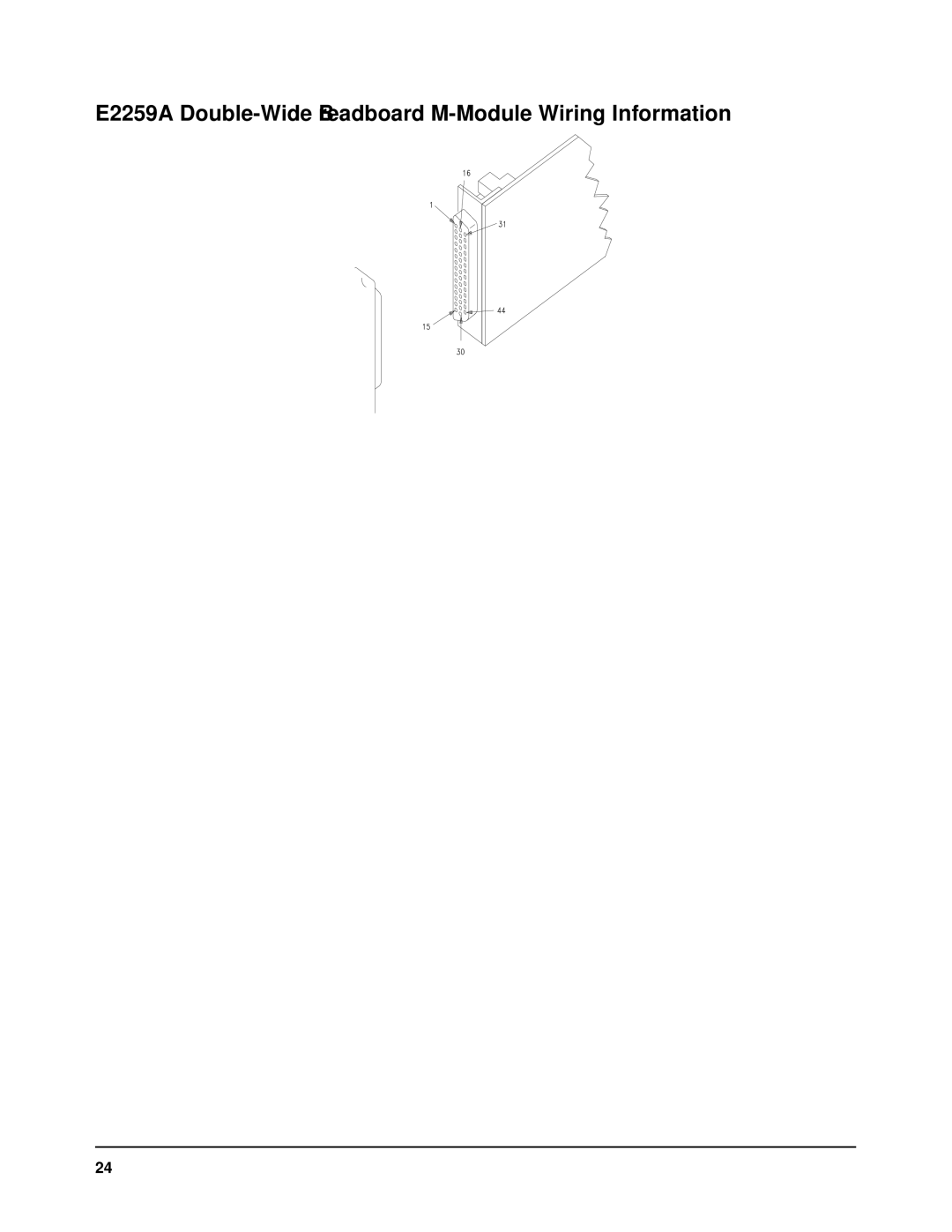 Agilent Technologies E2251A user manual E2259A Double-Wide Breadboard M-Module Wiring Information 