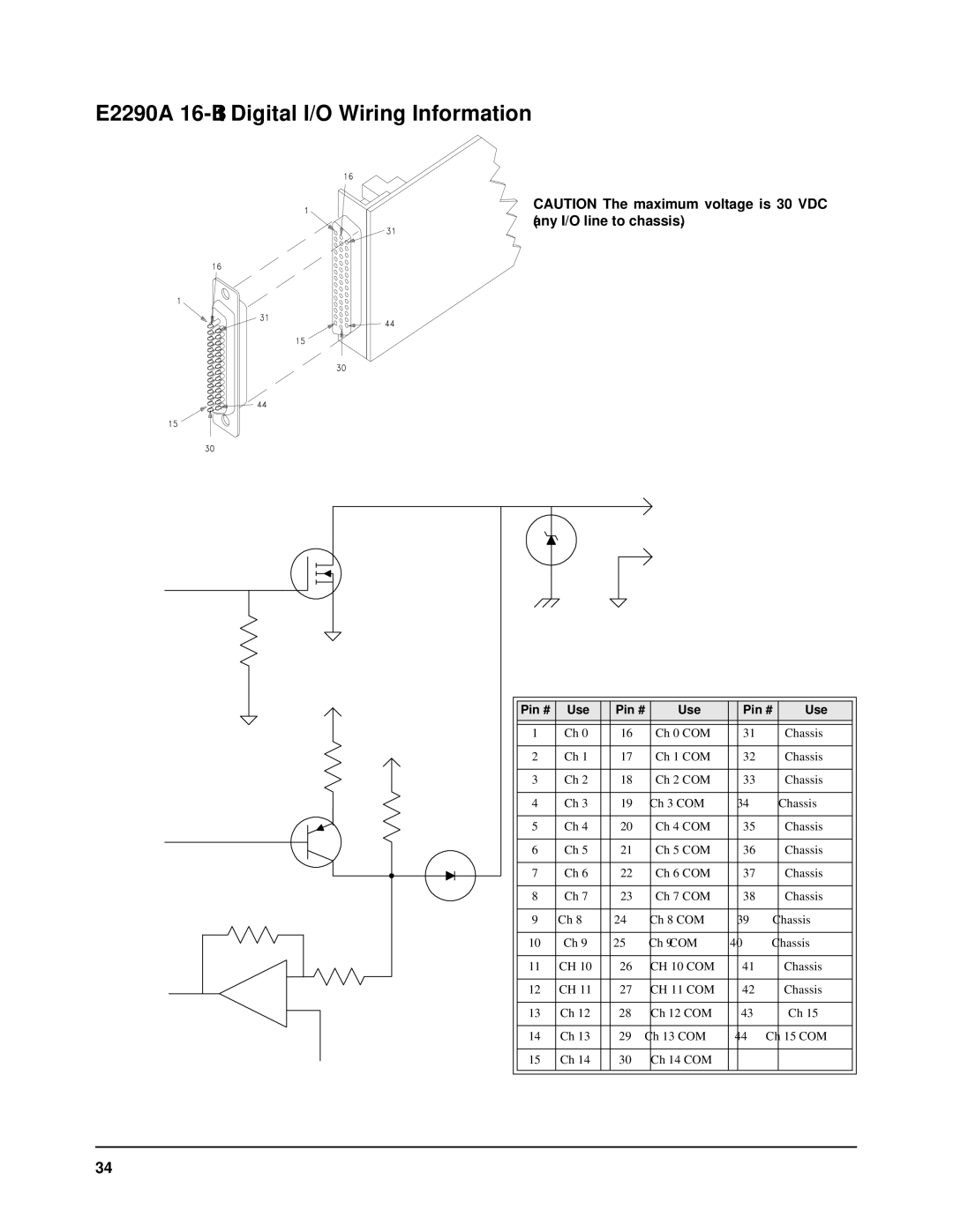 Agilent Technologies E2251A user manual E2290A 16-Bit Digital I/O Wiring Information, Use 