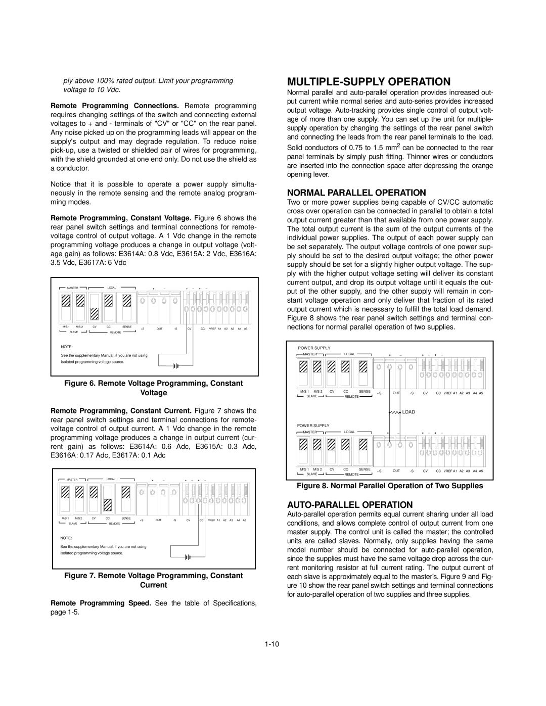 Agilent Technologies E3616A, E3614A, E3617A MULTIPLE-SUPPLY Operation, Normal Parallel Operation, AUTO-PARALLEL Operation 