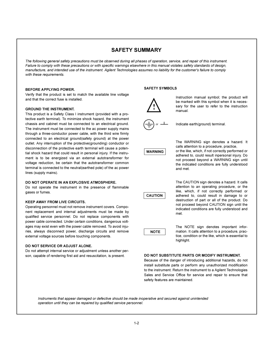 Agilent Technologies E3616A, E3614A, E3617A, E3615A service manual Safety Summary 