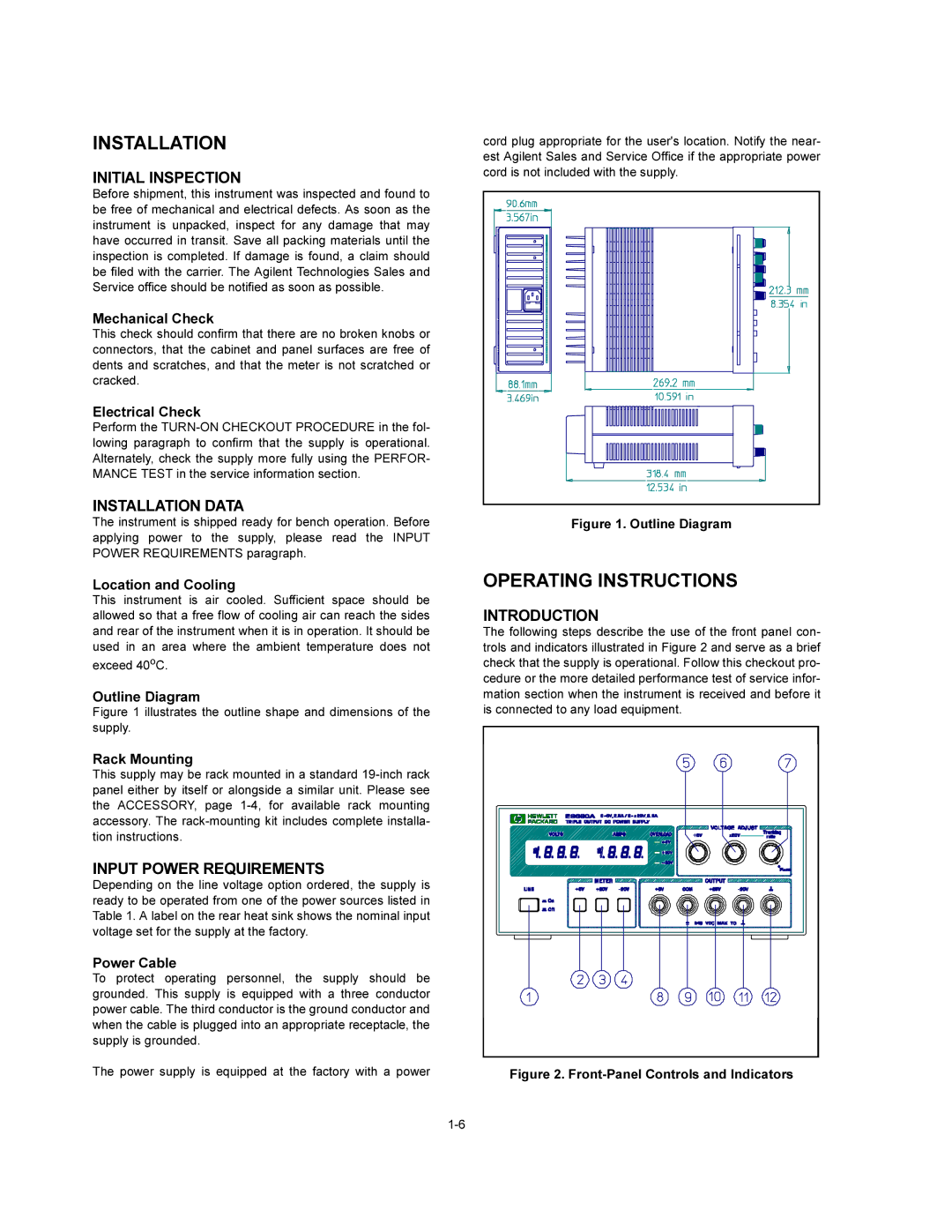 Agilent Technologies E3630A Operating Instructions, Initial Inspection, Installation Data, Input Power Requirements 