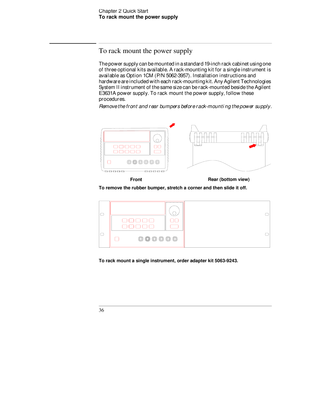 Agilent Technologies E3631A manual To rack mount the power supply, Quick Start 