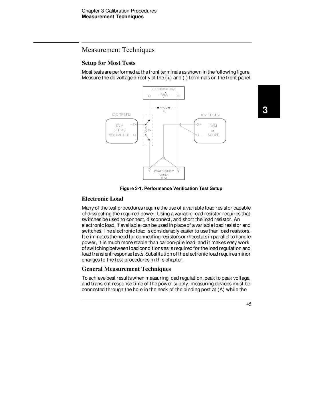 Agilent Technologies E3631A manual Measurement Techniques, Setup for Most Tests 