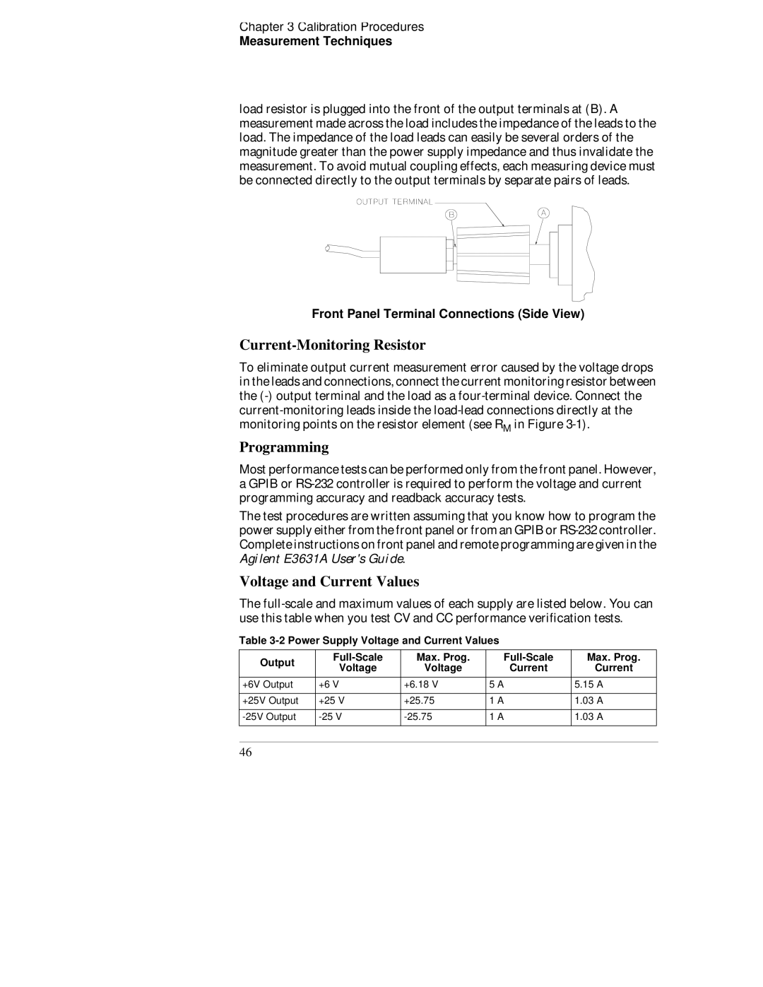 Agilent Technologies E3631A manual Current-Monitoring Resistor 