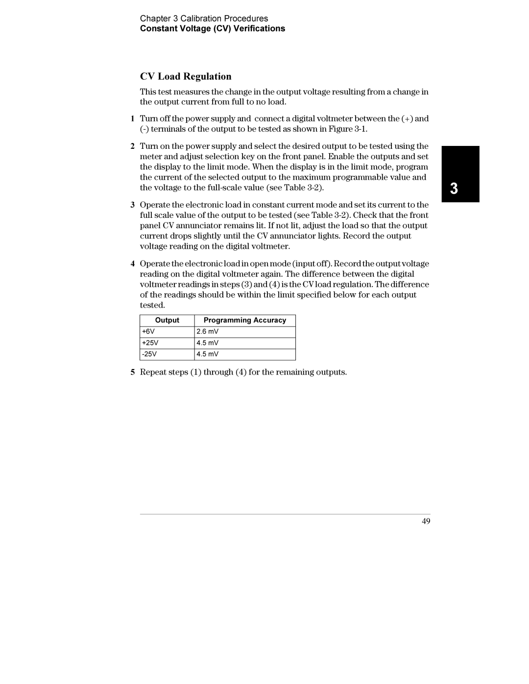 Agilent Technologies E3631A manual CV Load Regulation 