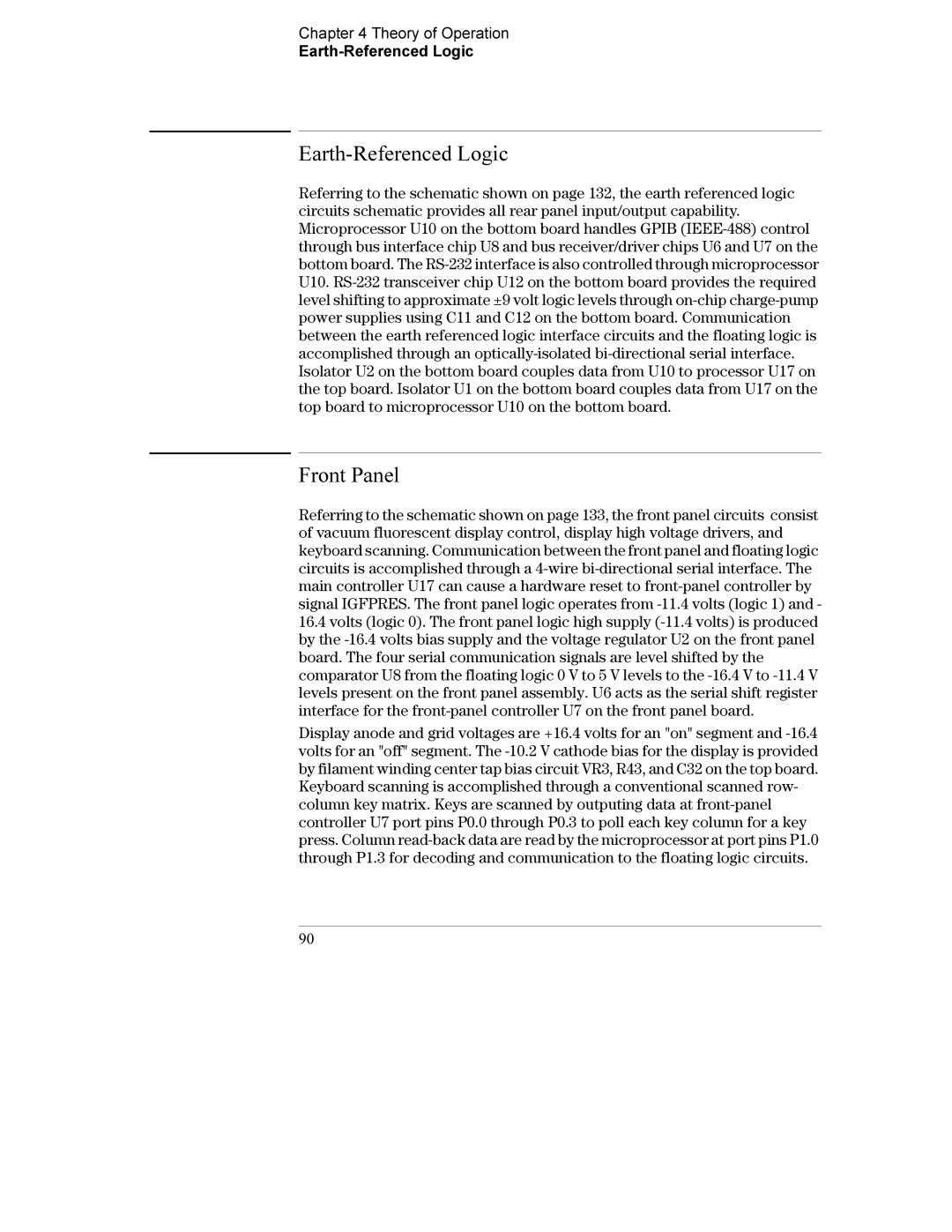 Agilent Technologies E3631A manual Front Panel, Theory of Operation Earth-Referenced Logic 