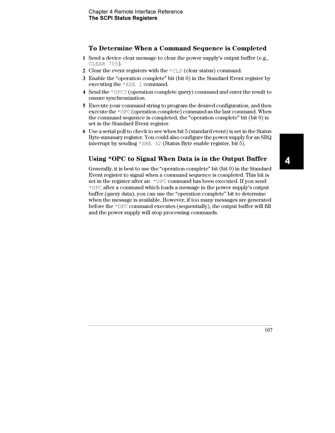 Agilent Technologies E3632A manual To Determine When a Command Sequence is Completed, 107 