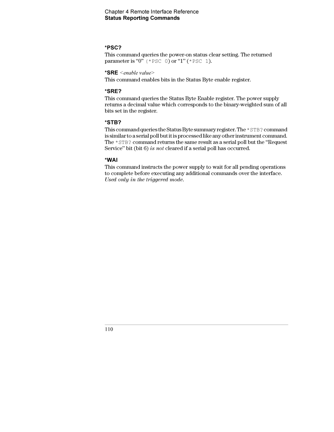 Agilent Technologies E3632A manual Psc?, Sre?, Stb?, Wai, 110 